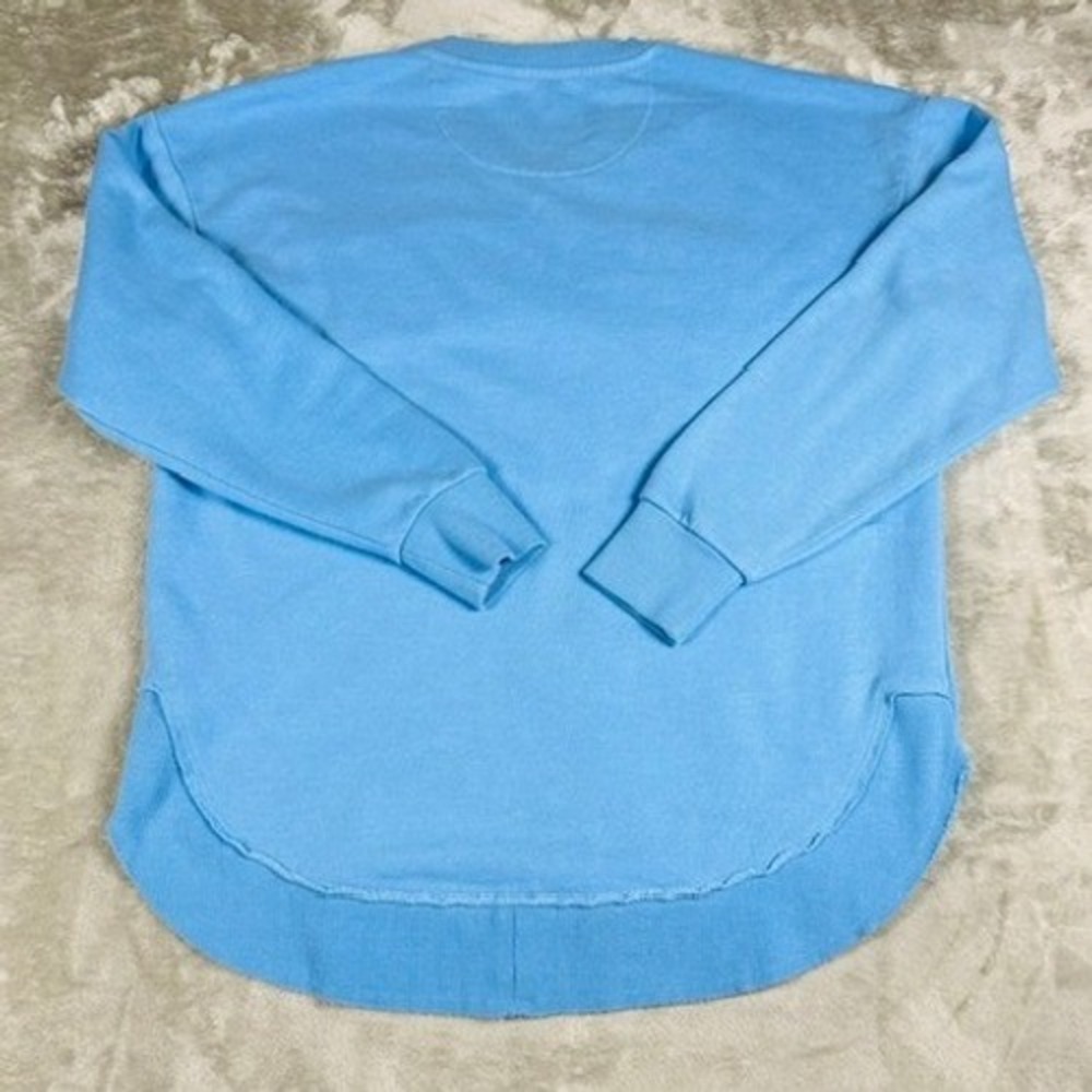 Pressbox Sweatshirt Womens Medium Carolina Blue V-Neck High-Low Raw Hem Pullover - Picture 6 of 7